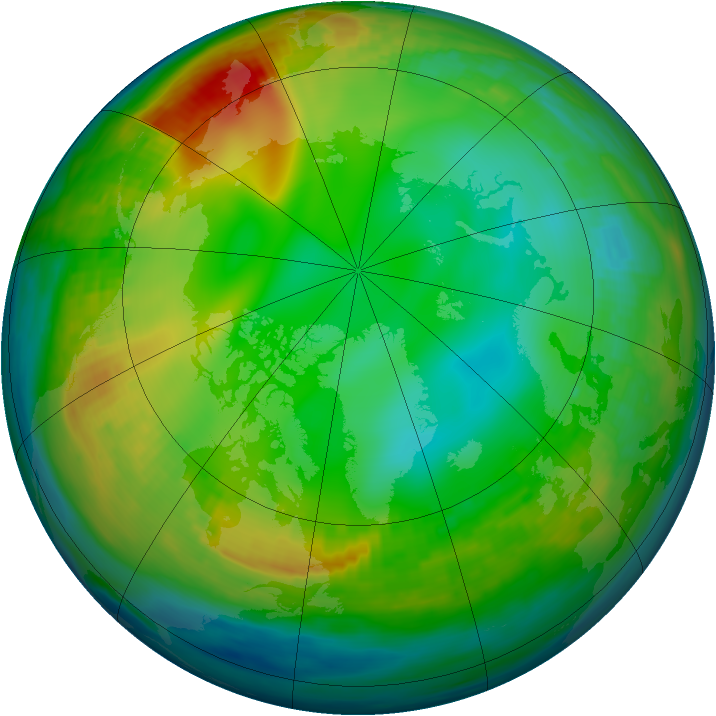 Arctic ozone map for 19 December 1983